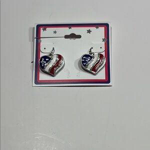 Kohl's Silver-Tone Heart Drop Earrings - Red, White, Blue